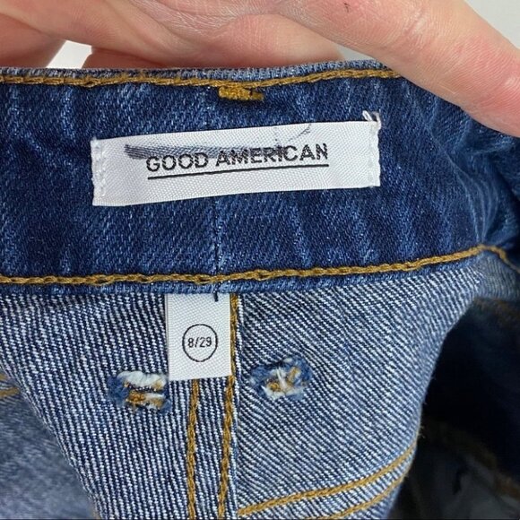 NEW Good American Cut Off Denim Shorts Size 29 Style # GCOS991C High Rise Short - Picture 4 of 13